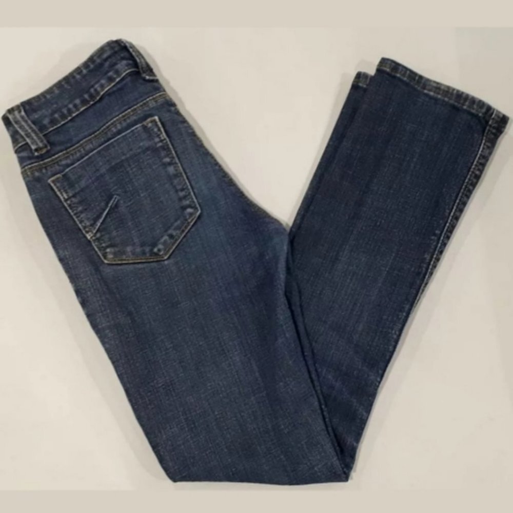 Urban Behavior Slim Jeans Destructed Dark Blue Wash Denim Womens Size 3/27 - Picture 2 of 9